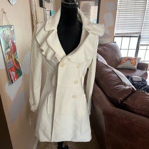 Double breasted white peacoat from Rue 21